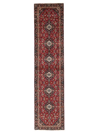 91X391 Tapis D'orient Kashan De Couloir Rouge Foncé/Noir (Laine, Perse)