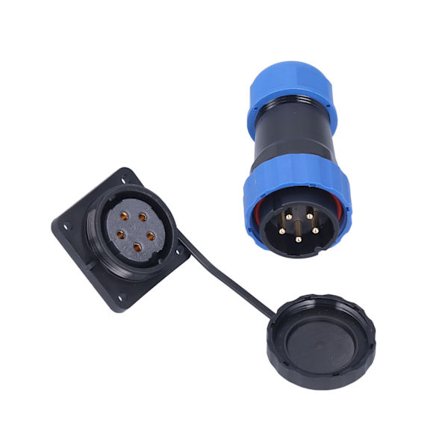 Vanntett Aviation Strømkontakt 4 Pin Firkantet 380V 25A AC Hann Hunn Sokkel SP285