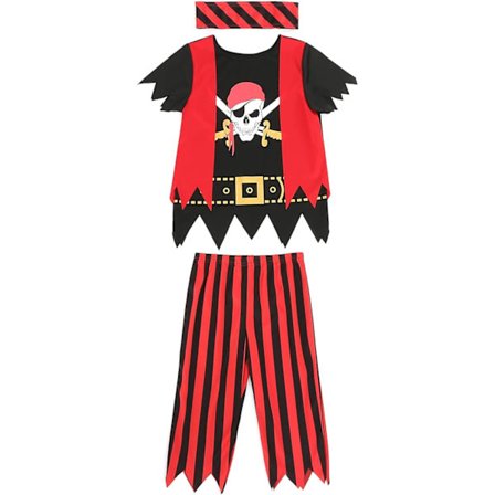 Piratkostyme for barn, utkledningssett for piratrollespill, størrelse M