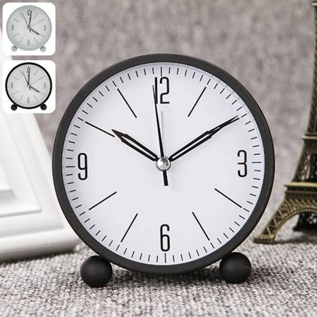 Silent Sweep Analogue Alarm Clock Battery Powered Super Silent Table Desk Quartz Clock Time For Bedroom Bedside Desk Shelf