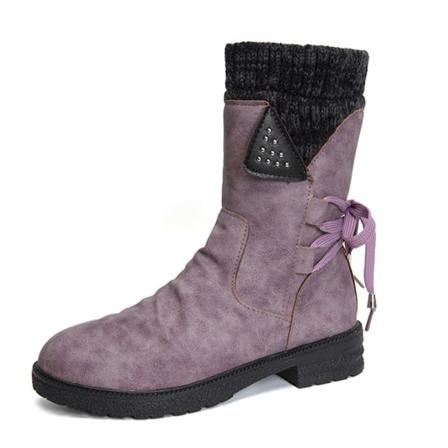 Kvinnors Rund Tå Mid-kalf Boot Höga Casual Boots