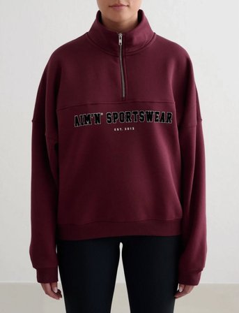 aim ́n Varsity Sweat Half Zip - Burgundy - S