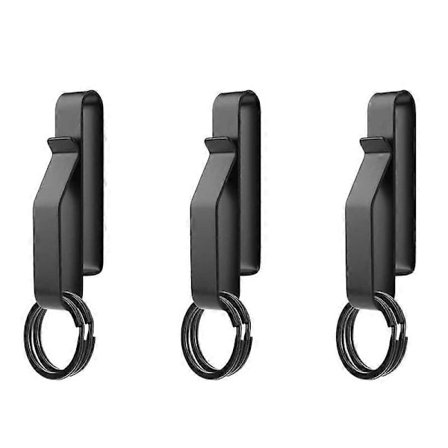 RY-3-pak kraftig nøgleholder til bælte med 6 metalnøgleringe, sort nøglering i rustfrit stål til mænd, taktisk nøgleholderclips
