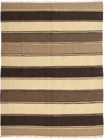 Handgewebt Kelim 153X200 Persischer Wollteppich Braun/Beige Klein