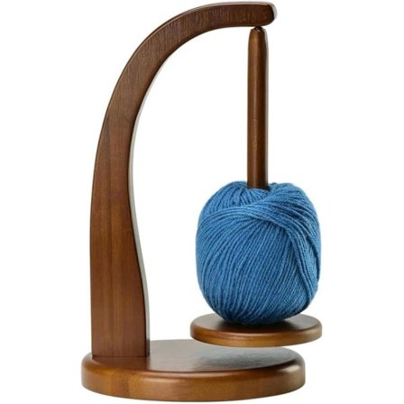 Garnvinde Roterende Magnetisk Ullspoleholder Tre Garnholder for Hekling og Strikketilbehør (Retro Farge)