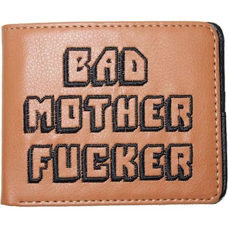 BAD MOTHER F***ER Pulp Fiction Bifold Ruskea Miesten Lompakko Kirjailtu Kolikko- ja Korttilokeroilla, Monivärinen, 11.5x9 cm (4.5''x3.5'')