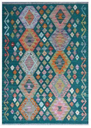 Hand Woven Kilim Afghan Old Style Rug 103X145 Dark Grey/Black