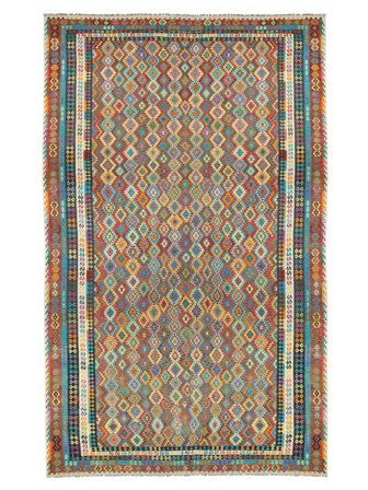 Oriental Kilim Afghan Old Style Rug 530X980 Brown/Green Large Wool, Afghanistan