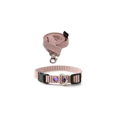 Puppy Angel - Original Randigt Halsband + Koppel Röd - Hundkoppel- För stora hundar