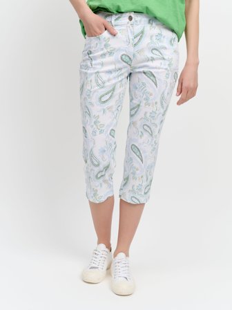 BRANDTEX - Capri Bukser - Grøn - Paisley Mønstret