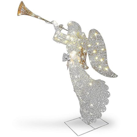 Lysende engel med trompet juledekorasjon, LED utendørs ornament