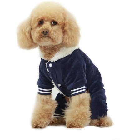 Jumpsuit i plysch Hundkläder för hunden Marinblå