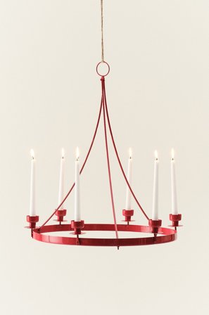 Jotex - NYPONROS lysekrone Rød - Kjøp Dekorativ julebelysning hos Jotex