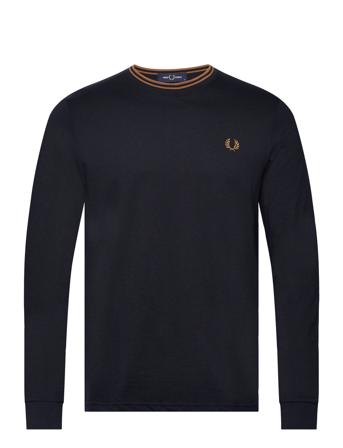 Twin Tipped T-Shirt T-shirts Long-sleeved Marineblå Fred Perry*Betinget Tilbud