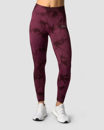 ICANIWILL - Define Seamless Tie Dye Tights Burgundy- Sportlegging - Dames - sportkleding van ICIW