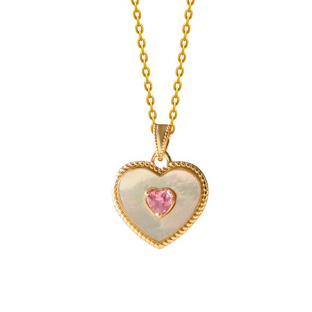 Peach Sweetheart Shell Halsband - Guld