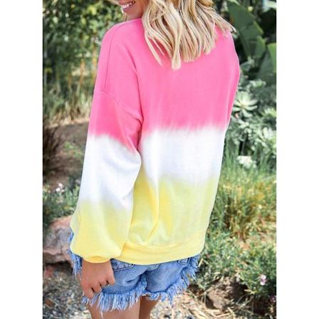 Eytino långärmad tröja för kvinnor Colorblock Tie Dye printed