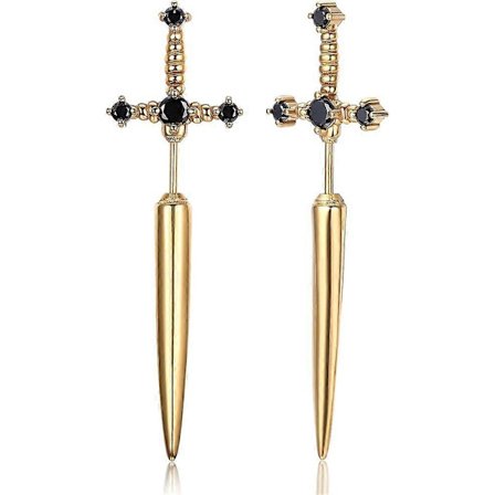 Gotiske sværdøreringe i rustfrit stål til mænd og kvinder, sølv, guld, vintage dolk smykker gave