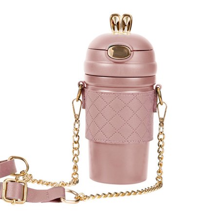 Isolerad Vattenflaska med Sugrör - 16oz/480ml (rosa)