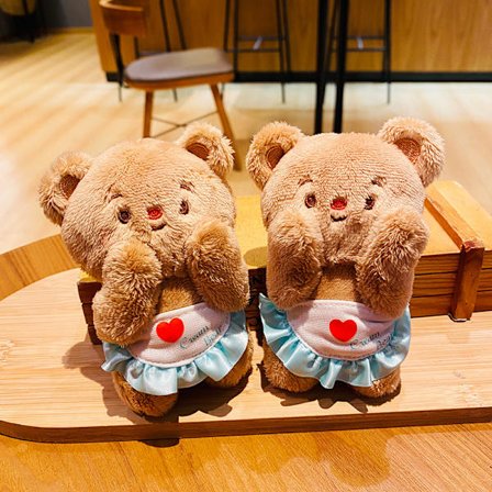 e Butter Bear Plyschdocka Leksak Söt Nyckelring Väska Hänge