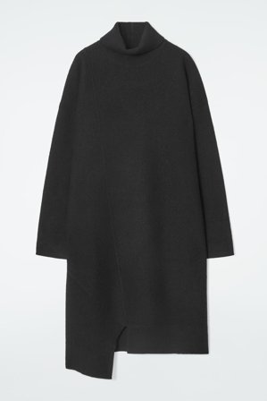 COS Women's Asymmetric Merino Wool Dress in Black