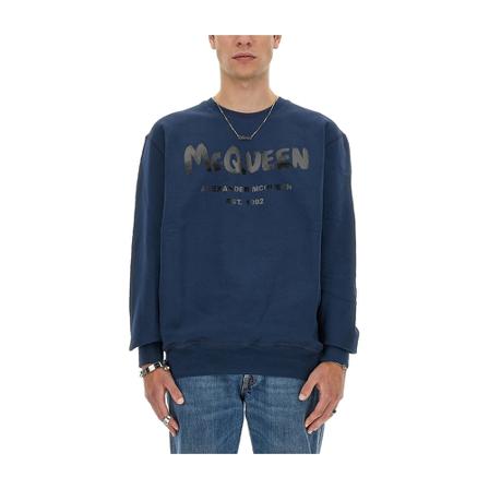 Alexander McQueen, Sweatshirts Blauw, Heren, Maat:S