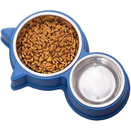 Katt Hund Skål Dubbel Skål Halkskydd Rostfritt Stål Lätt Att Rengöra Lämplig För Kattungar Eller Vuxna Katter.