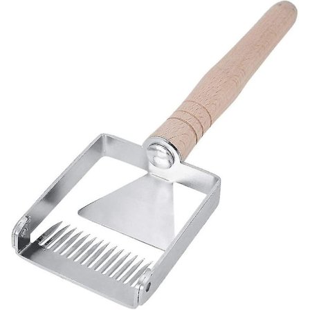 Honningkam Honning Rustfritt Stål Skrape Birkjøring Tine Avlokkingsgaffel Kube Trehåndtak Solid (1 stk, brun)