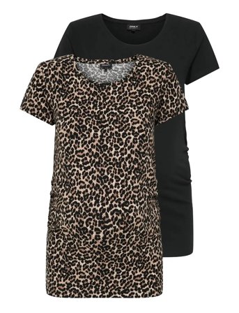 Only Maternity Olmlovely Life S/S Oneck Aoptop2Pck Noos - Black - XS