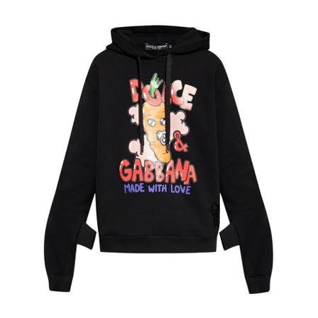 Dolce & Gabbana Printed hoodie Sort, Dame