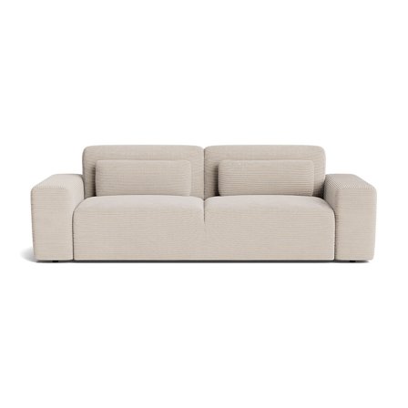 Messina 3 personers sofa - Ribcord Beige - 242x107x80cm - Slidstærk & Komfortabel 3 personers sofa med Nozag fjedre, PU skum & Stel i Eg