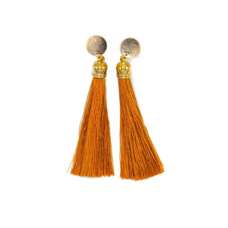 Brun fransörhängen guldfärgad metall