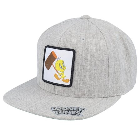 Looney Tunes - Grå snapback Kasket - Tweety With Hammer Heather Grey Snapback @ Hatstore