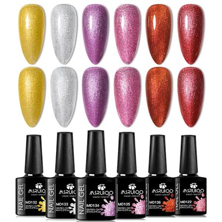6st All-season Gel Nagellack Set Nude Rosa Röd Glitter Semi Permanent UV Gel Polish Kits Allt För Manikyr Soak Off Vernis
