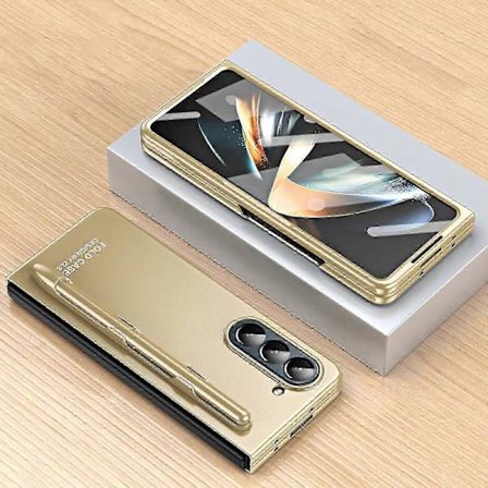 för Samsung Z Fold 5 Skal med S Pen & S Pen-hållare, Inbyggt skärmskydd Galaxy Z Fold 5 Skal, PC Stöttåligt Skal Z Fold 5x