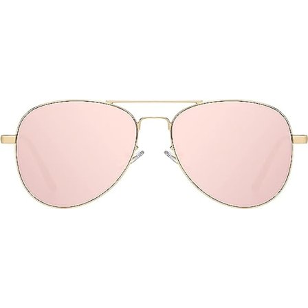 Aviator Solbriller Kvinder Mænd Metal Pilot (Guld/Pink)