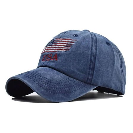 Amerikansk flag Trucker Cap, Vasket Retro Distressed USA Flag Car Justerbar Baseball Cap til mænd og kvinder