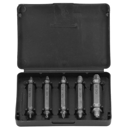 5 st Skruvutdragare Höghastighetsstål Borttagare Dubbelhuvud Borttagningsverktyg Set Kit med Låda