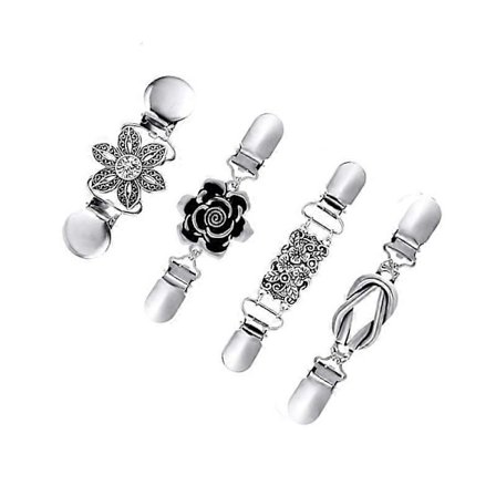 Sweater Clips, Cardigan Clip, Vintage Sjal Clip, Retro Vintage Sjal Cardigan Krave Kjole Skjorte Broche Clips til Kvinder Piger, 4 Stilarter