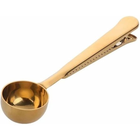 x Kahvimittalusikka ruostumattomasta teräksestä valmistetulla kiinnikkeellä, 2-in-1 pitkävartinen kahvilusikka, papu-, tee-, 