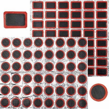 96 stykker sykkelplaster, 48 firkantede lapper + 48 runde lapper, sykkeldekkslapper, gummidekkplaster for sykkeldekksreparasjon