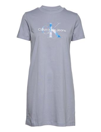 Aqua Monogram T-Shirt Dress Dresses T-shirt Dresses Blå Calvin Klein Jeans