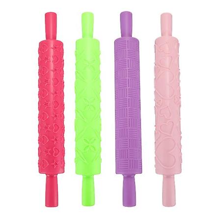 4 stk. Plastik Rullekævle med Præget Mønster Rullekævle Bage Pastry Rullekævle Tilfældig Farve 136.5x5cm Random Color 1 36.5x5cm