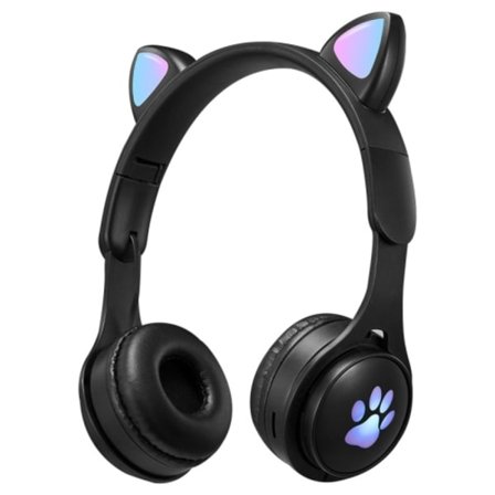B30 Katt tass katt öron färgglada lysande hopfällbara Bluetooth headset med 3,5 mm jack & TF-kortplats