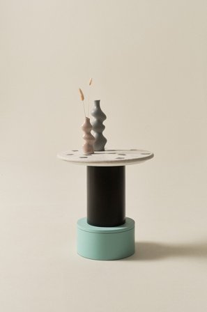 Jotex - Sidebord, Diameter 50 Cm Svart/turkis - FRESNO - Kjøp Sidebord & småbord hos Jotex