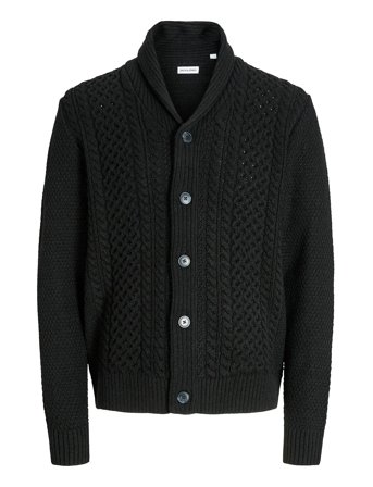 Jack & J S Jjpaul Knit Shawl Cardigan Svart