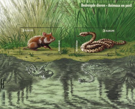 Belgien - EUROPA 2021 Truet nationalt dyreliv - Postfrisk miniark