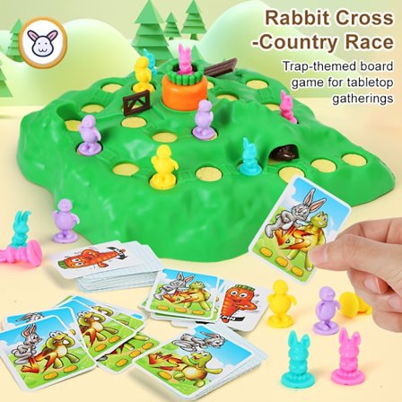 Roligt Äventyrsleksak med Sköldpadda och Hare – Brädspel för flera spelare som tränar tänkande och strategiska färdigheter. Interaktivt logiskt kul 