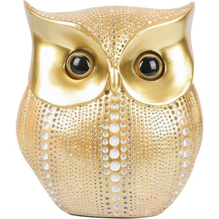 Guld Dekorativ Uggla Skulptur för Hem, Kontor, Bokhylla, Harts