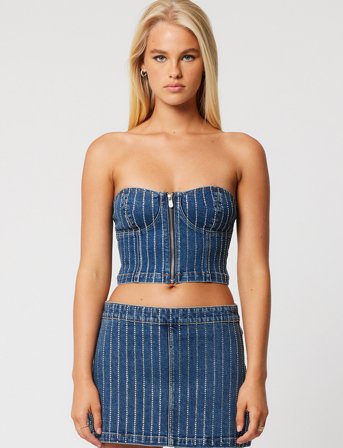 ABRAND Academia Bustier Petra Diamante Mid Vintage Indigo - Blue - S